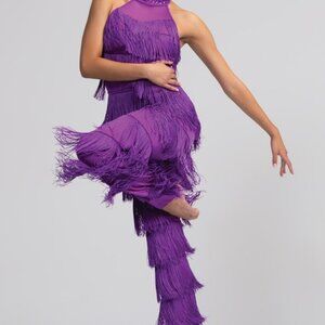Weissman dance costume Purple fringe pant Nobody Supposed To Be Here 14586 AL
